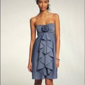 J. Crew Strapless Blue Cotton Mini Dress Sz. 10